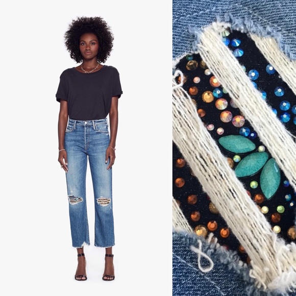 Mother Superior The Tomcat Jeans Pray for Hidden Gems Denim Straight Distressed - Picture 10 of 17